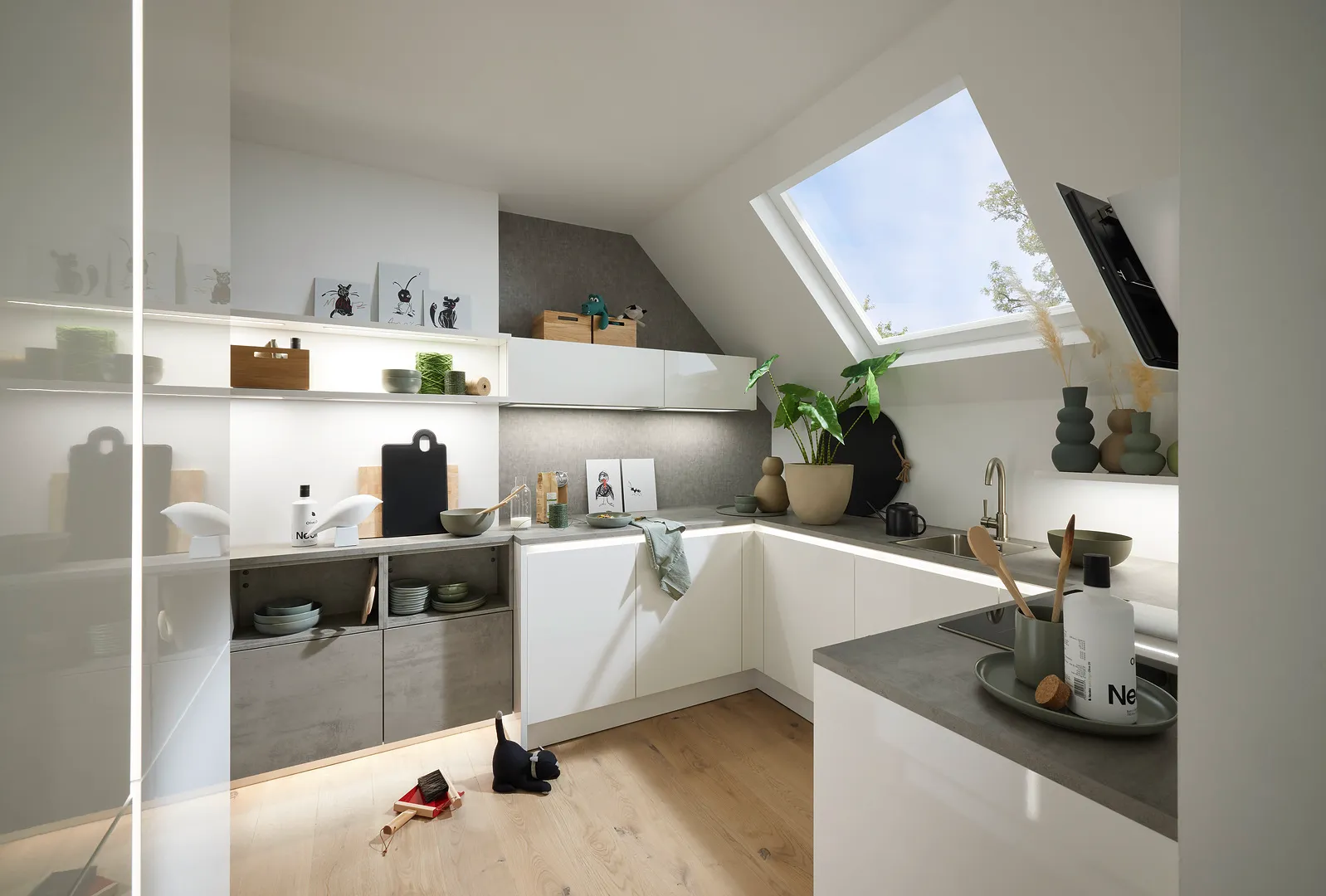 Nolte Lux WeiSZ Hochglanz / Stone Beton — detal aranżacji