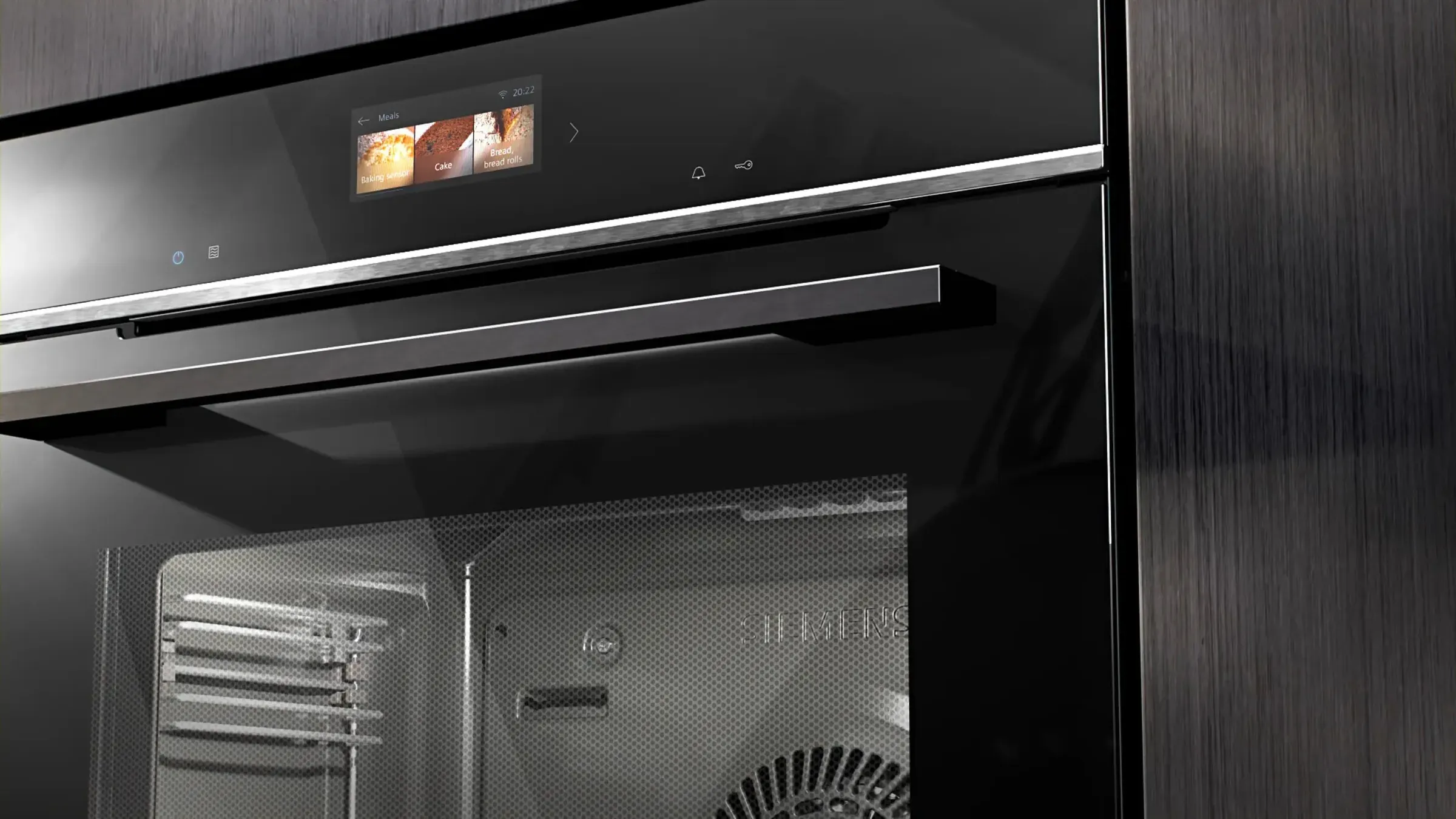 Linia czarnych piekarników Siemens iQ700 w zabudowie kuchennej